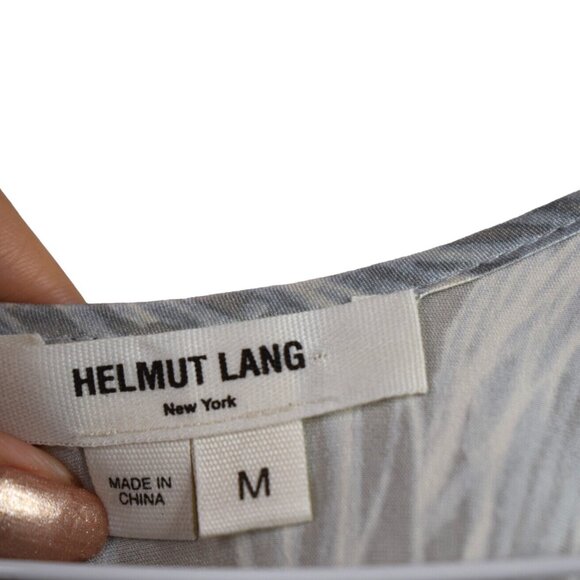 Helmut Lang Tank M Womens Gray Printed Scoop Neck Sleeveless Silk Blend - Picture 6 of 11